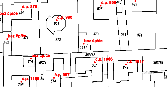 Rudná 78908710 na parcele st. 1117 v KÚ Hořelice, Katastrální mapa