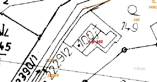 Merboltice 132 na parcele st. 100 v KÚ Merboltice, Katastrální mapa