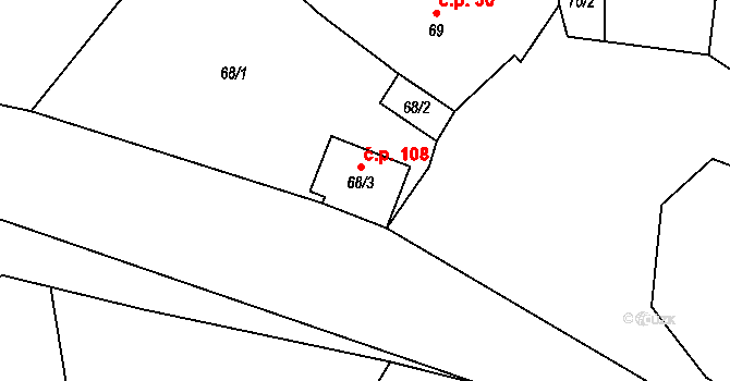 Svojetín 108 na parcele st. 68/3 v KÚ Svojetín, Katastrální mapa