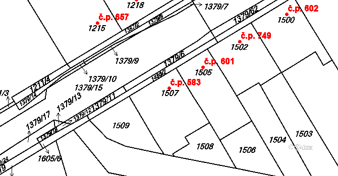 Pohořelice 583 na parcele st. 1507 v KÚ Pohořelice nad Jihlavou, Katastrální mapa