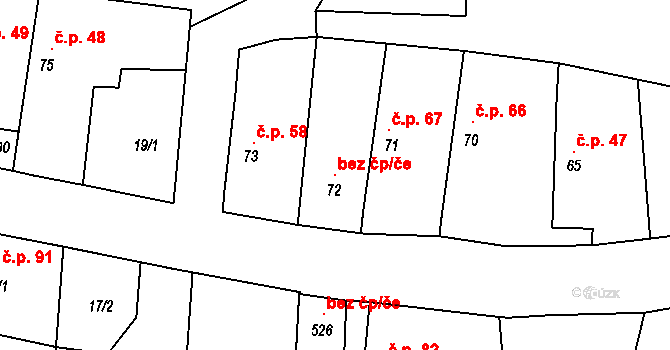 Kozojedy 102341711 na parcele st. 72 v KÚ Kozojedy u Kostelce nad Černými Lesy, Katastrální mapa