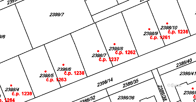Holešov 1237 na parcele st. 2398/7 v KÚ Holešov, Katastrální mapa
