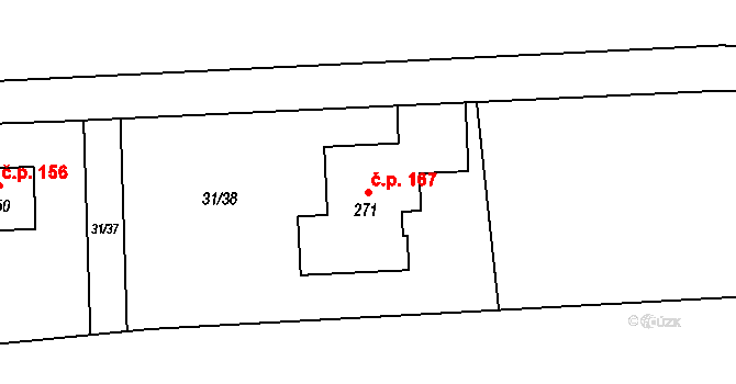 Hájov 167, Příbor na parcele st. 271 v KÚ Hájov, Katastrální mapa