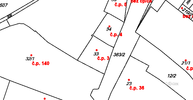 Mramotice 3, Znojmo na parcele st. 33 v KÚ Mramotice, Katastrální mapa