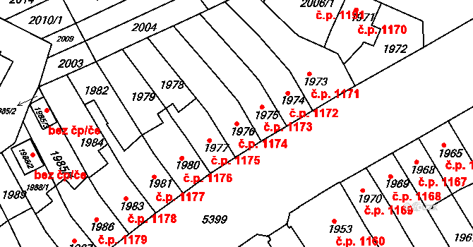 Znojmo 1174 na parcele st. 1976 v KÚ Znojmo-město, Katastrální mapa