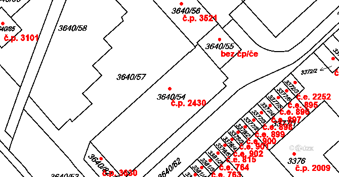 Znojmo 2430 na parcele st. 3640/54 v KÚ Znojmo-město, Katastrální mapa