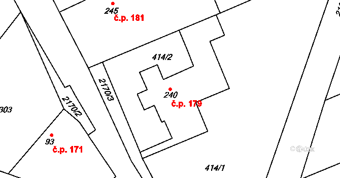 Chotusice 179 na parcele st. 240 v KÚ Chotusice, Katastrální mapa