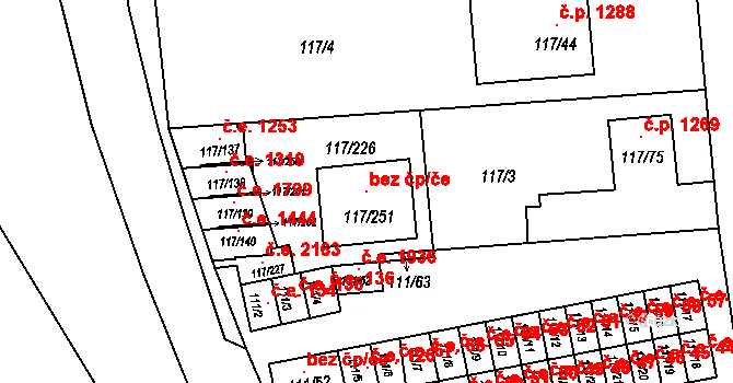 Český Těšín 115614711 na parcele st. 117/251 v KÚ Český Těšín, Katastrální mapa