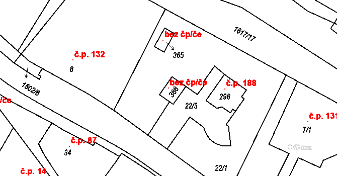 Osečná 121133711 na parcele st. 366 v KÚ Lázně Kundratice, Katastrální mapa