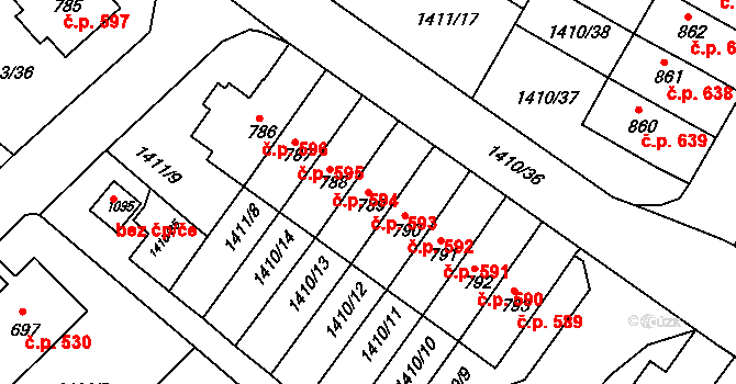 Brtnice 593 na parcele st. 789 v KÚ Brtnice, Katastrální mapa