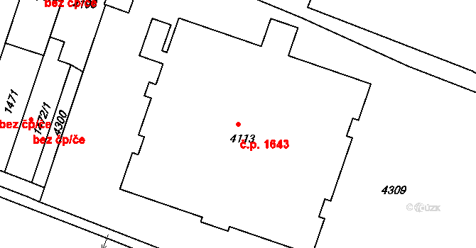 Čelákovice 1643 na parcele st. 4113 v KÚ Čelákovice, Katastrální mapa