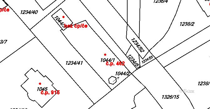 Říčany 462 na parcele st. 1044/1 v KÚ Říčany u Prahy, Katastrální mapa