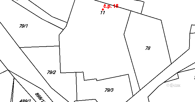 Dražetice 15, Borotice na parcele st. 11 v KÚ Dražetice II, Katastrální mapa