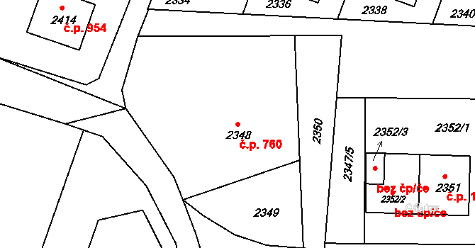 Rýmařov 760 na parcele st. 2348 v KÚ Rýmařov, Katastrální mapa
