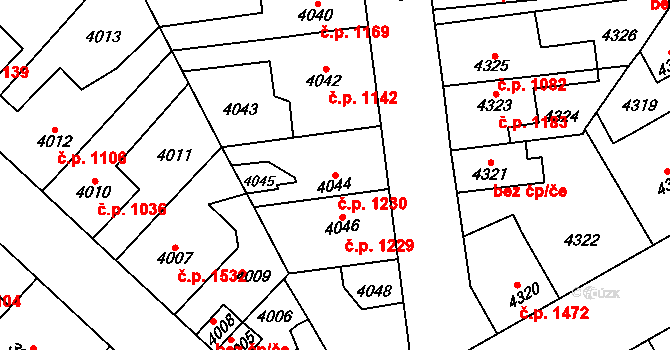 Kročehlavy 1230, Kladno na parcele st. 4044 v KÚ Kročehlavy, Katastrální mapa