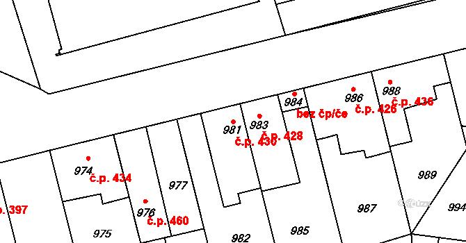 Libušín 430 na parcele st. 981 v KÚ Libušín, Katastrální mapa