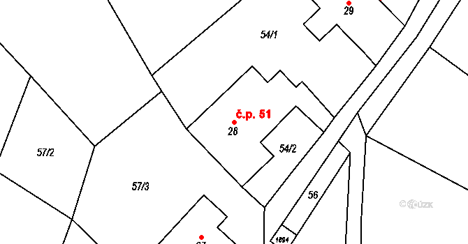 Bozkov 51 na parcele st. 28 v KÚ Bozkov, Katastrální mapa