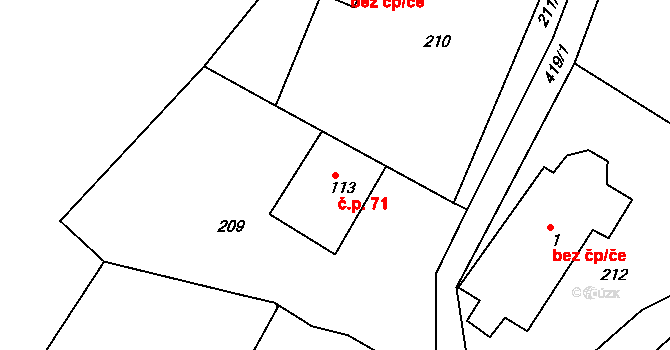 Dolní Malá Úpa 71, Malá Úpa na parcele st. 113 v KÚ Dolní Malá Úpa, Katastrální mapa