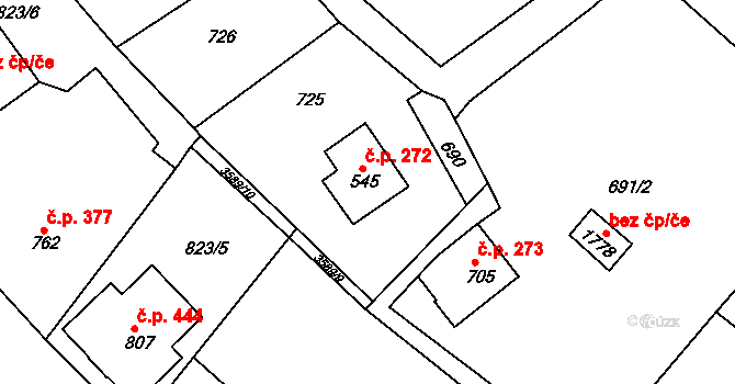 Cvikov II 272, Cvikov na parcele st. 545 v KÚ Cvikov, Katastrální mapa