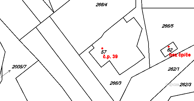 Čikvásky 39, Košťálov na parcele st. 57 v KÚ Čikvásky, Katastrální mapa