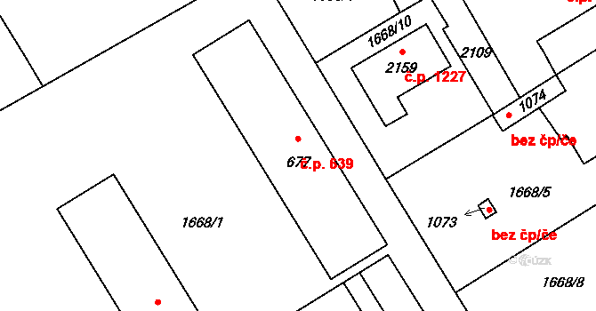 Hluboká nad Vltavou 639 na parcele st. 677 v KÚ Hluboká nad Vltavou, Katastrální mapa