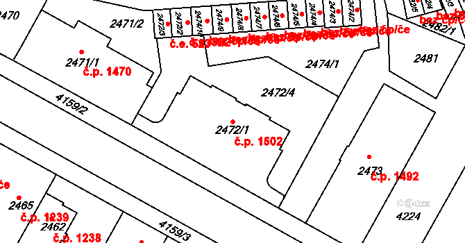 Roudnice nad Labem 1502 na parcele st. 2472/1 v KÚ Roudnice nad Labem, Katastrální mapa