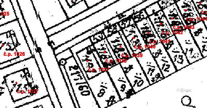 Jaroměřice nad Rokytnou 1038 na parcele st. 1182 v KÚ Jaroměřice nad Rokytnou, Katastrální mapa