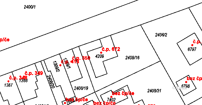 Chrudim II 672, Chrudim na parcele st. 4209 v KÚ Chrudim, Katastrální mapa