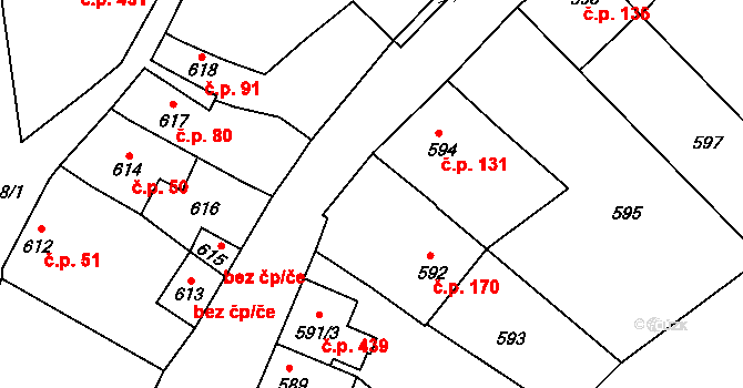 Lipůvka 170 na parcele st. 592 v KÚ Lipůvka, Katastrální mapa