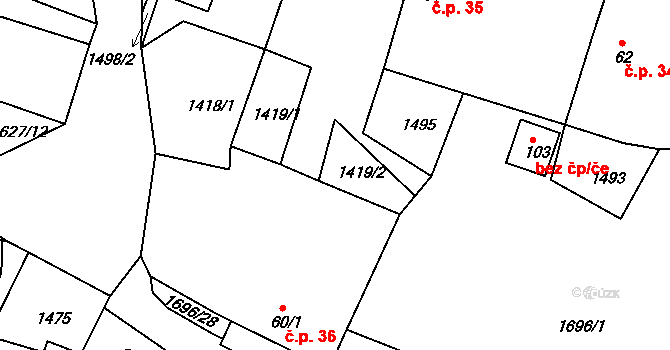 Černýšovice 36 na parcele st. 60/1 v KÚ Černýšovice, Katastrální mapa