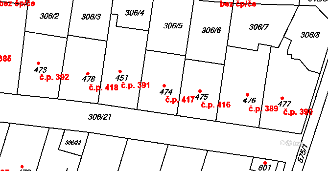 Ledvice 417 na parcele st. 474 v KÚ Ledvice, Katastrální mapa