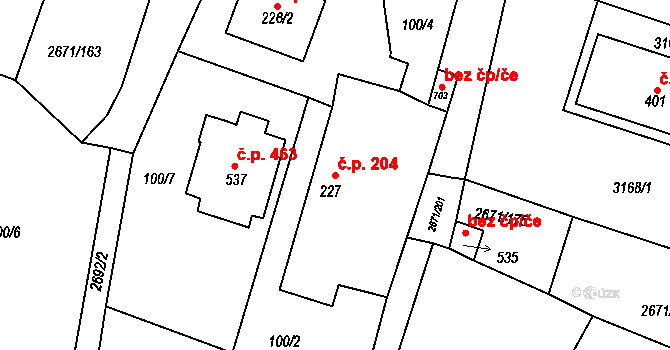 Černilov 204 na parcele st. 227 v KÚ Černilov, Katastrální mapa