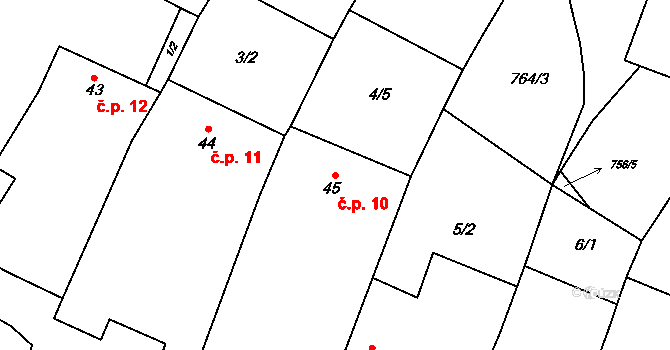 Markvarec 10, Český Rudolec na parcele st. 45 v KÚ Markvarec, Katastrální mapa
