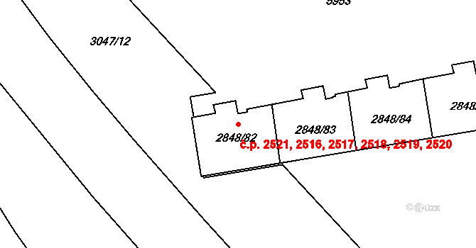 Záběhlice 2516,2517,2518,2519,, Praha na parcele st. 2848/82 v KÚ Záběhlice, Katastrální mapa