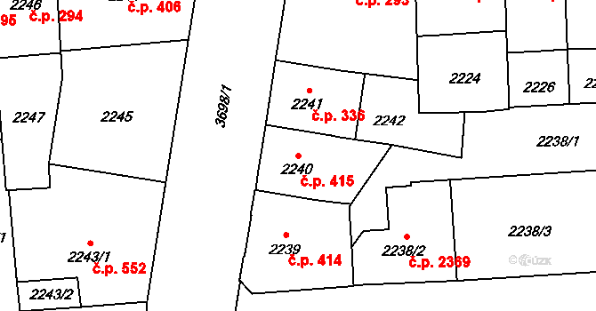 Břevnov 415, Praha na parcele st. 2240 v KÚ Břevnov, Katastrální mapa