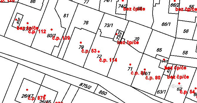 Čimice 114, Praha na parcele st. 72 v KÚ Čimice, Katastrální mapa