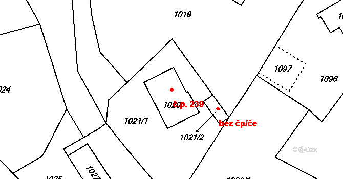 Rumburk 2-Horní Jindřichov 239, Rumburk na parcele st. 1020 v KÚ Horní Jindřichov, Katastrální mapa