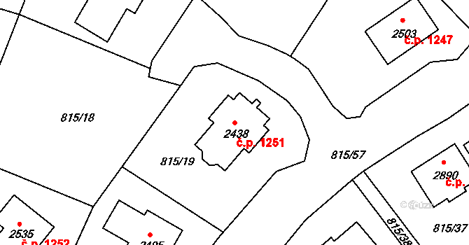 Prachatice II 1251, Prachatice na parcele st. 2438 v KÚ Prachatice, Katastrální mapa
