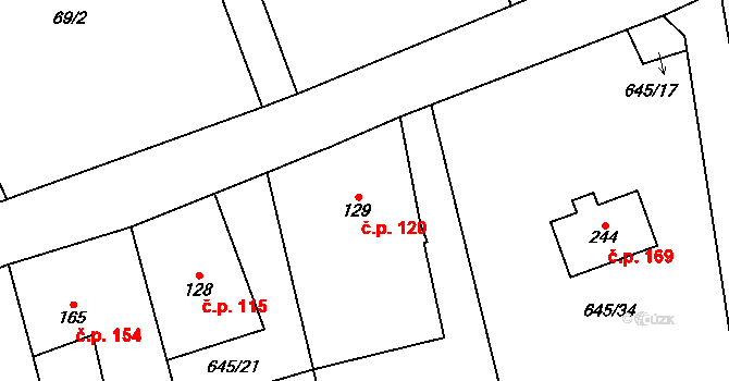 Bobr 120, Žacléř na parcele st. 129 v KÚ Bobr, Katastrální mapa
