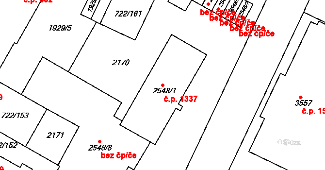 Pražské Předměstí 1337, Hradec Králové na parcele st. 2548/1 v KÚ Pražské Předměstí, Katastrální mapa