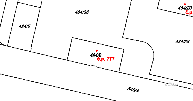Lobzy 777, Plzeň na parcele st. 484/8 v KÚ Lobzy, Katastrální mapa