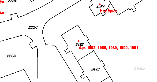 Česká Třebová 1988,1989,1990,1991, na parcele st. 3492 v KÚ Česká Třebová, Katastrální mapa