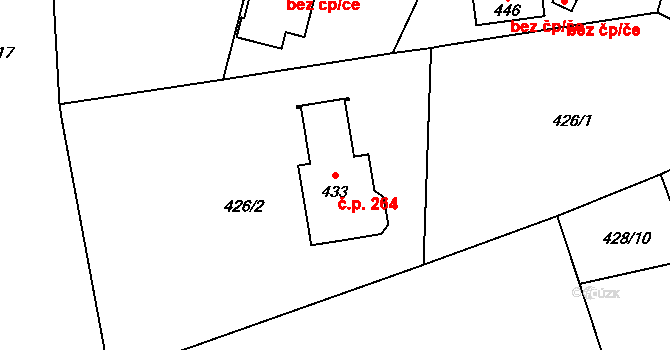 Luby 264, Klatovy na parcele st. 433 v KÚ Luby, Katastrální mapa