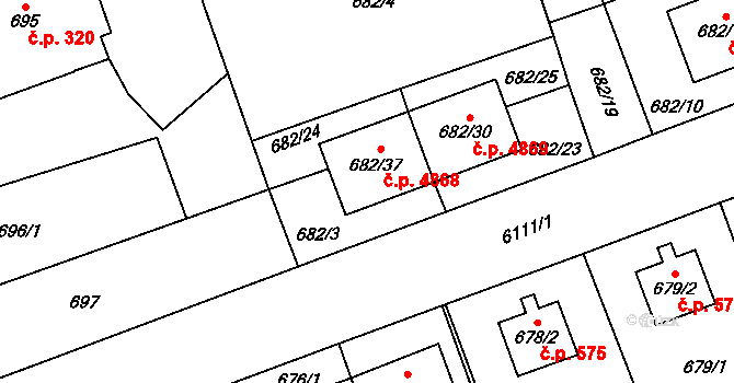 Jihlava 4868 na parcele st. 682/37 v KÚ Jihlava, Katastrální mapa