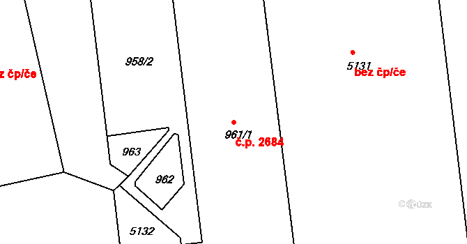 Louny 2684 na parcele st. 961/1 v KÚ Louny, Katastrální mapa