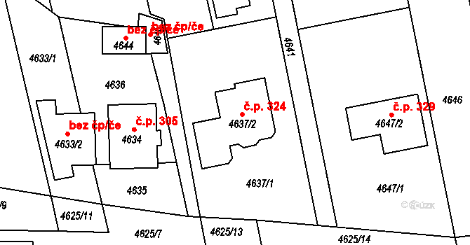 Pustkovec 324, Ostrava na parcele st. 4637/2 v KÚ Pustkovec, Katastrální mapa