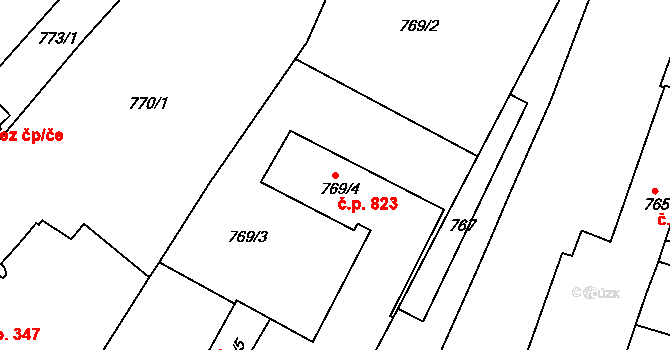 Železný Brod 823 na parcele st. 769/4 v KÚ Železný Brod, Katastrální mapa