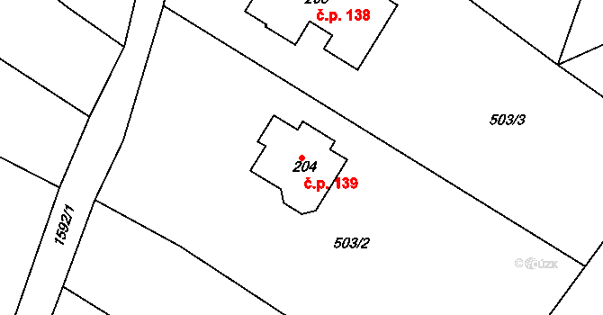 Vršovice 139 na parcele st. 204 v KÚ Vršovice u Opavy, Katastrální mapa