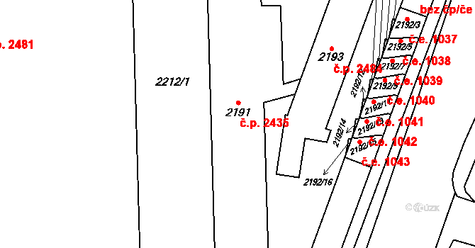 Šternberk 2435 na parcele st. 2191 v KÚ Šternberk, Katastrální mapa
