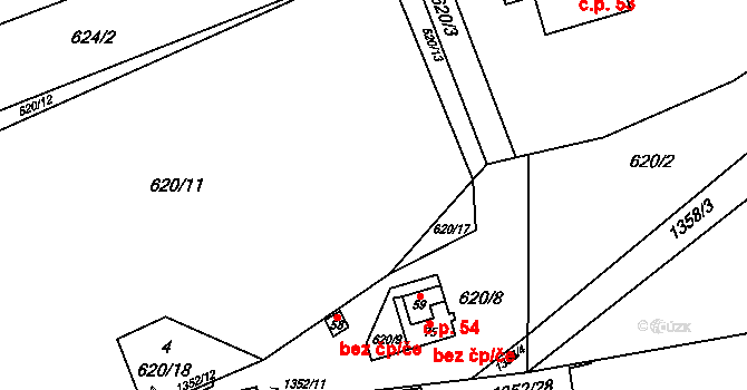 Libkov 54 na parcele st. 59 v KÚ Libkov, Katastrální mapa